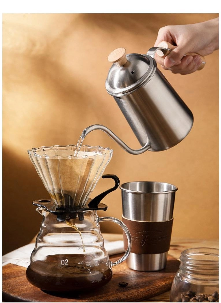 Long Mouth Kettle - 304 Stainless Steel Wooden Handle