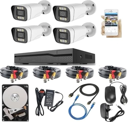 5MP HD Full Time Color Security Camera CCTV Surveillance System Kit - 4 Cameras 4CH 2560 X 1440