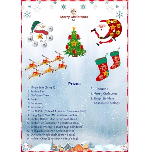 Christmas Theme Tambola Housie Tickets - English 24 Count