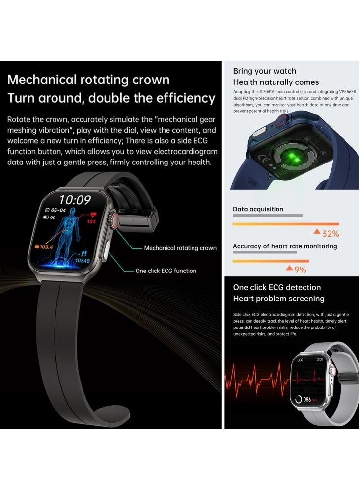 Glucose Monitoring Smart Watch - ECG Bluetooth Call SpO2