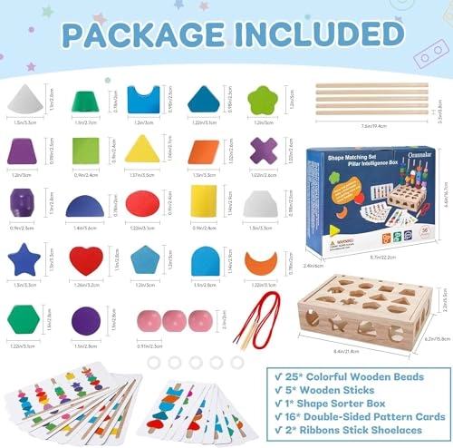 Wooden Beads Sequencing Toy Set - 2 - 12 months 21 piece(s)