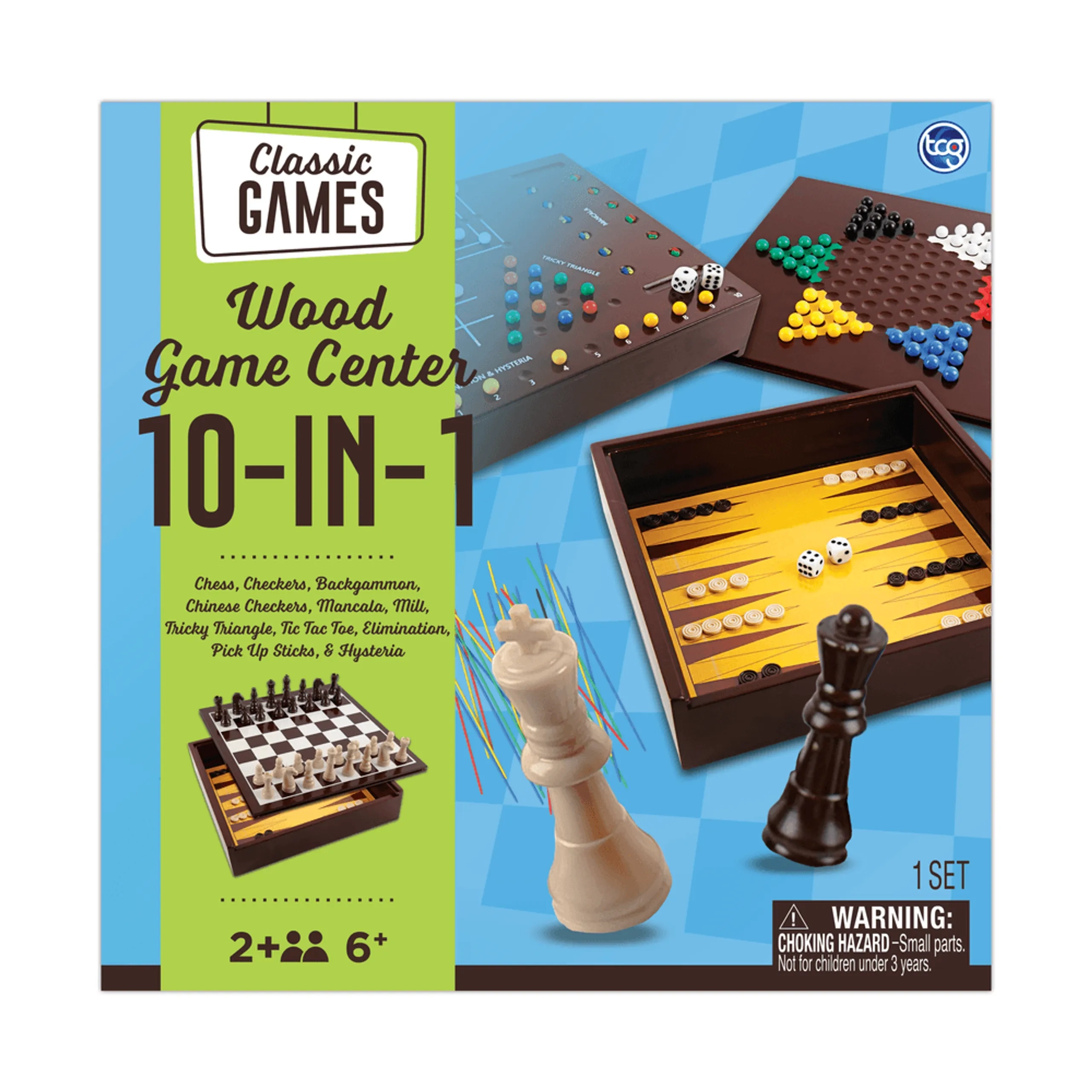 TCG Classic Solid Wood Game Center - 10-In-1