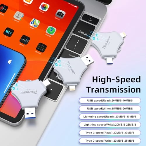 USB 3.0 Flash Drive - Lightning/Type-C/USB for iPhone 128GB