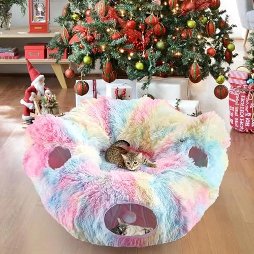 Cat Tunnel - 86L x 68W x 21.6H centimeters long-hair plush