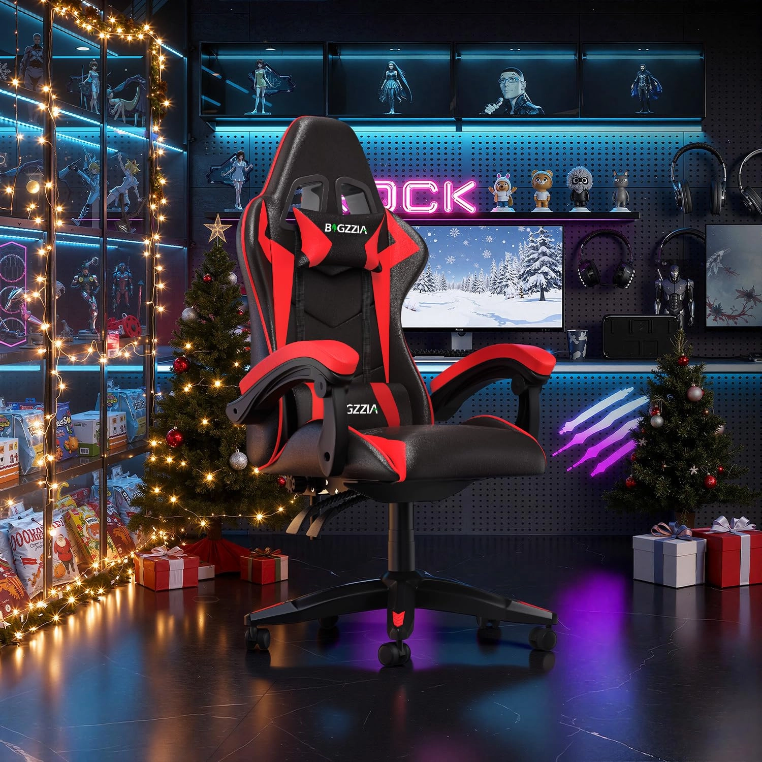 A gaming chair - Adjustable Height Reclining Feature