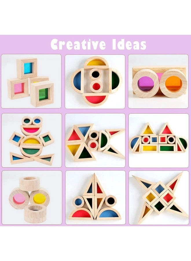 Wood Building Blocks - Rainbow 24 pcs