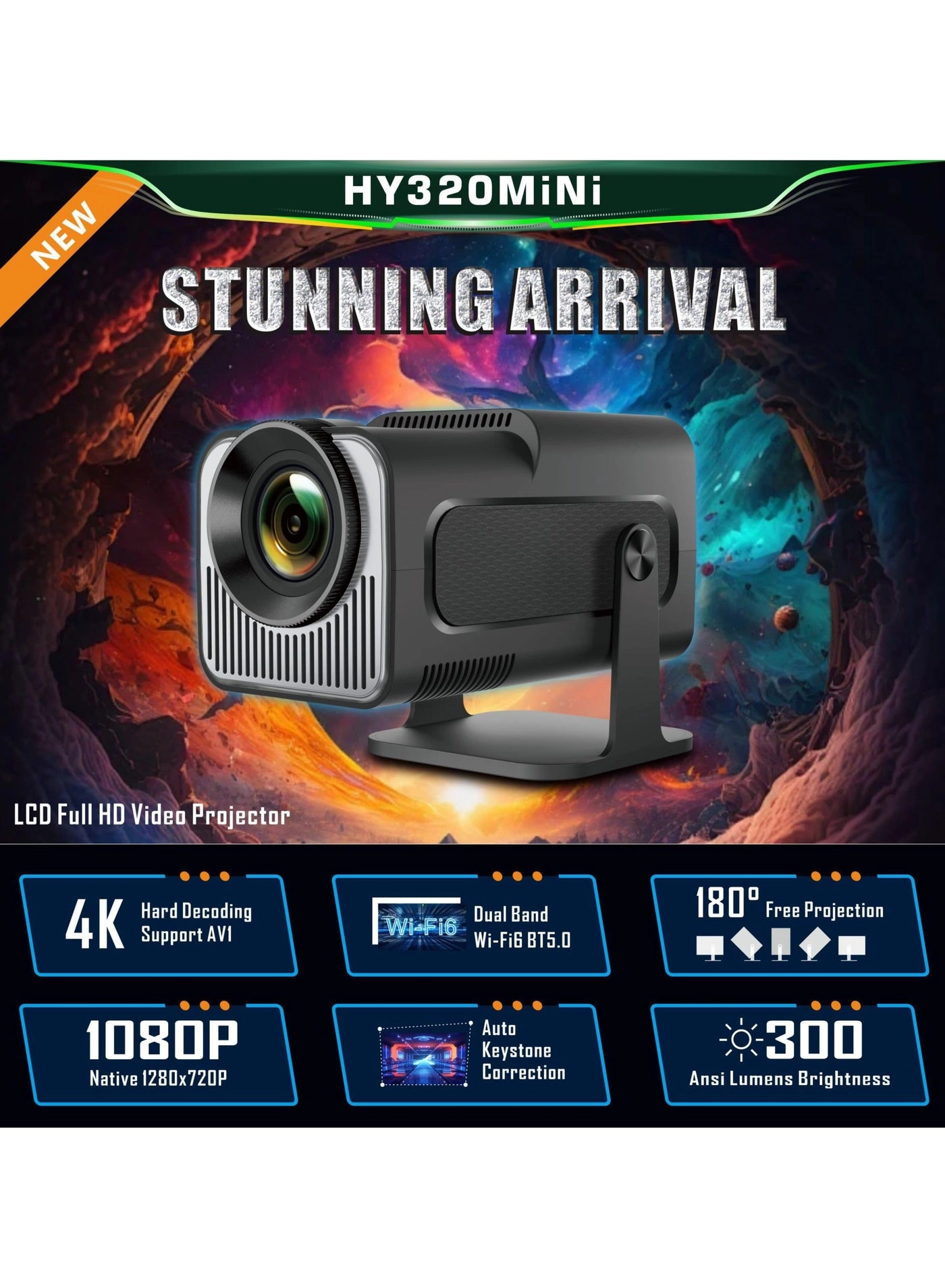 HY320MINI Projector DVY039 300 ANSI Lumens