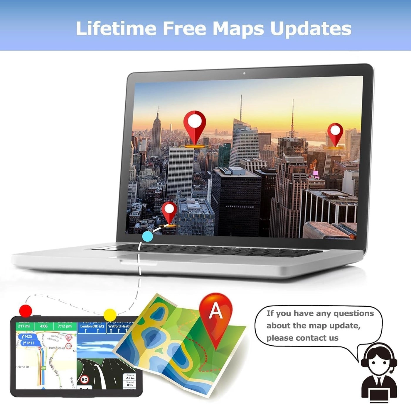 GPS Navigator - 7-Inch Touch Screen Free Lifetime Map Updates