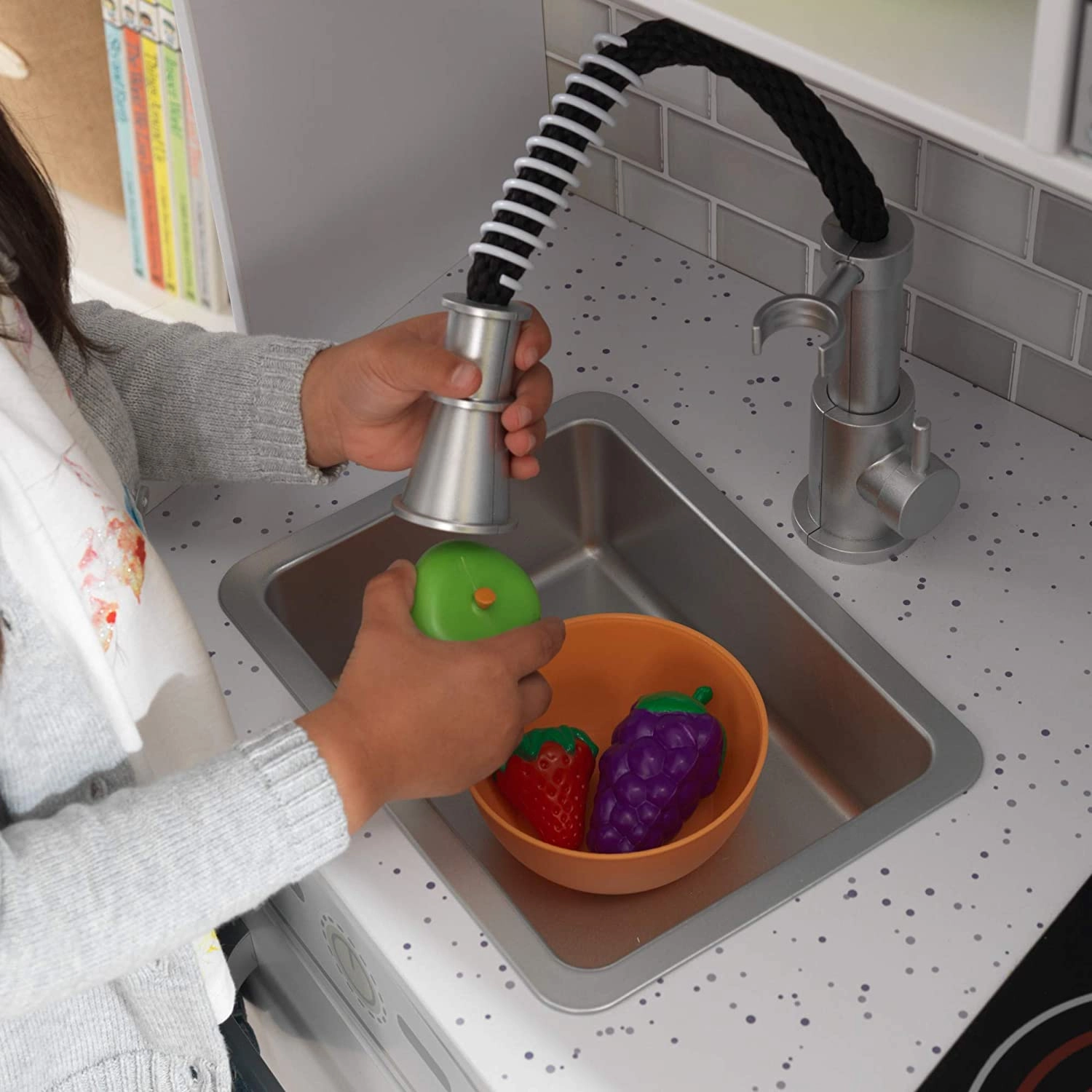 Large Wooden Play Kitchen - Lights & Sounds Icemaker Play Phone