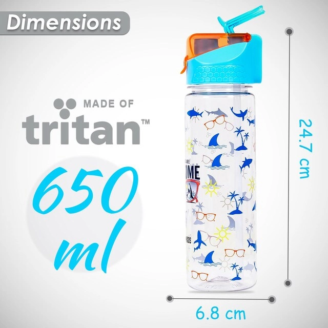 Jawsome Shark 2 - In - 1 Tritan Water Bottle - 650 ml Sipper