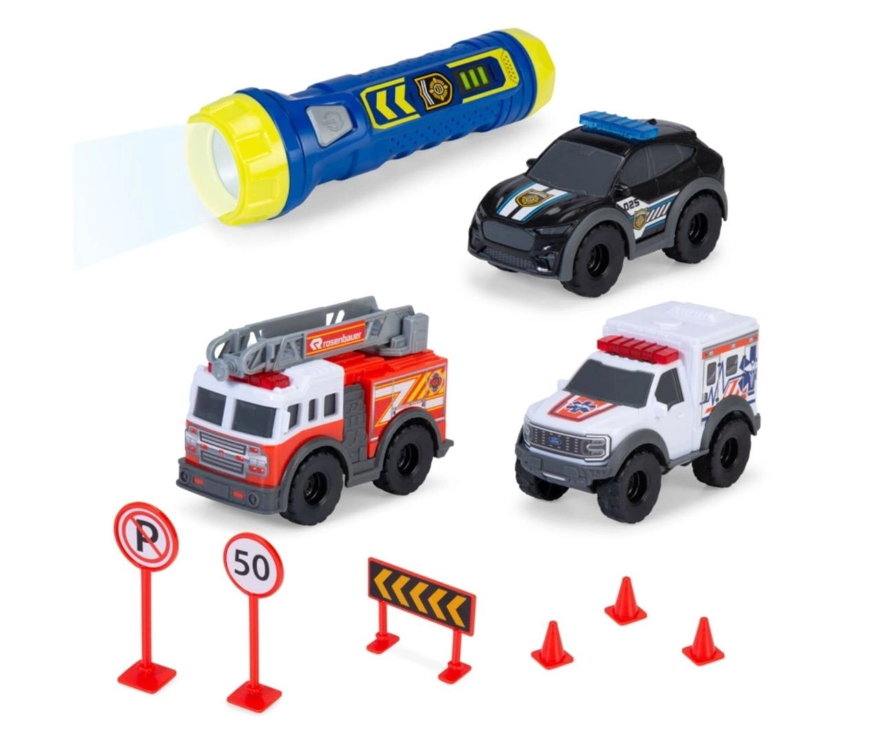 Micro Vehicle Playset - 3 pcs with flashlight