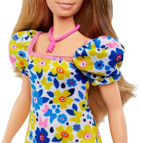 Barbie Fashionistas #208 - Down Syndrome Blond Hair Floral Dress Ages 3+