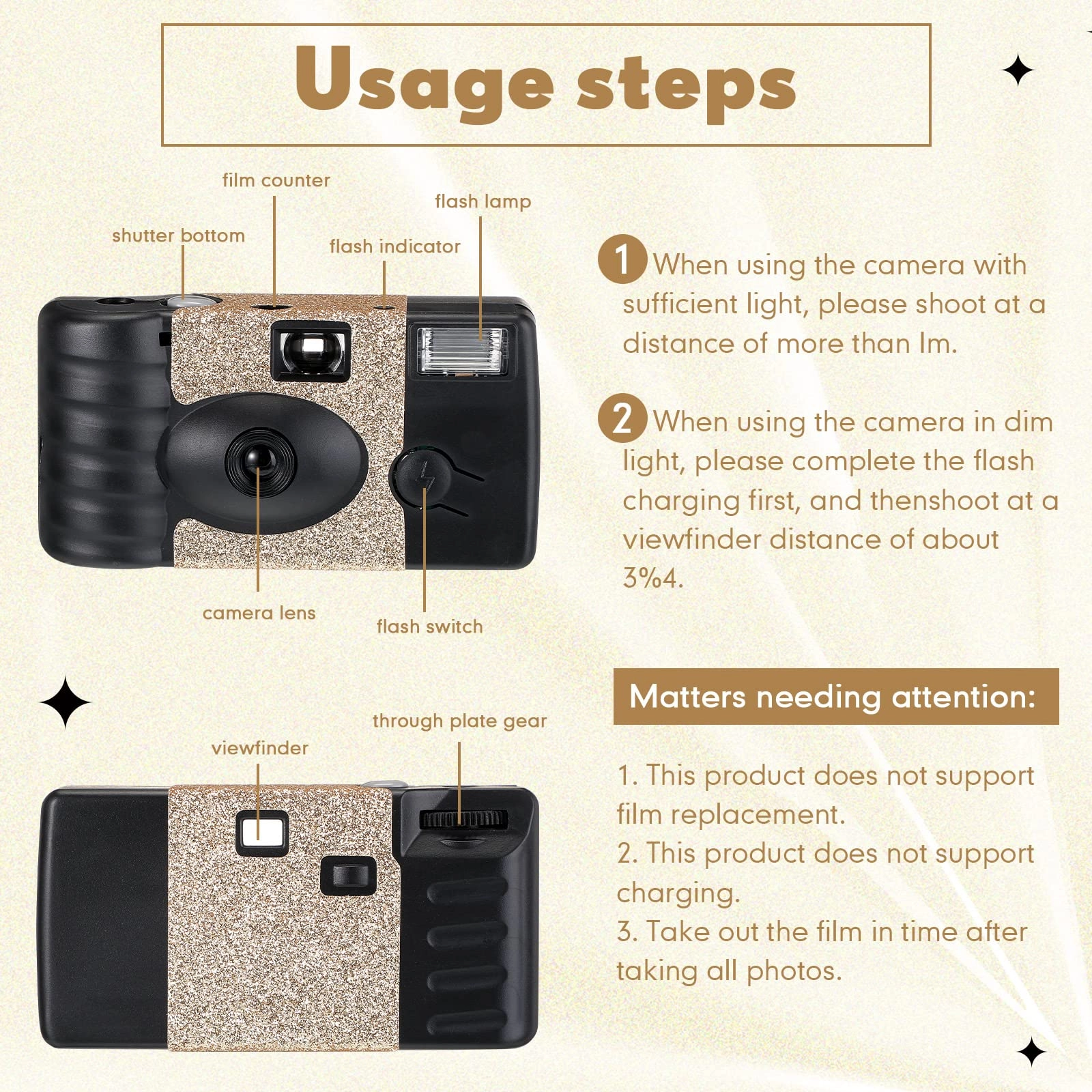 Disposable Film Camera - 4 Pcs Flash 27 Exposure 34mm