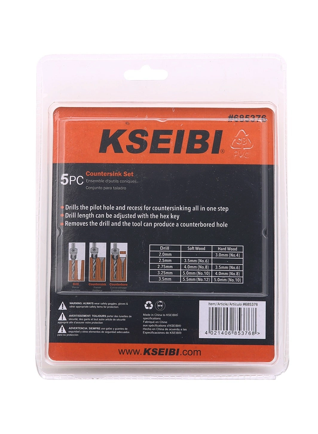 Countersink Drill Bits - high-speed steel (HSS) 5-PC SET 2,2.5,2.75,3.25,3.5 MM