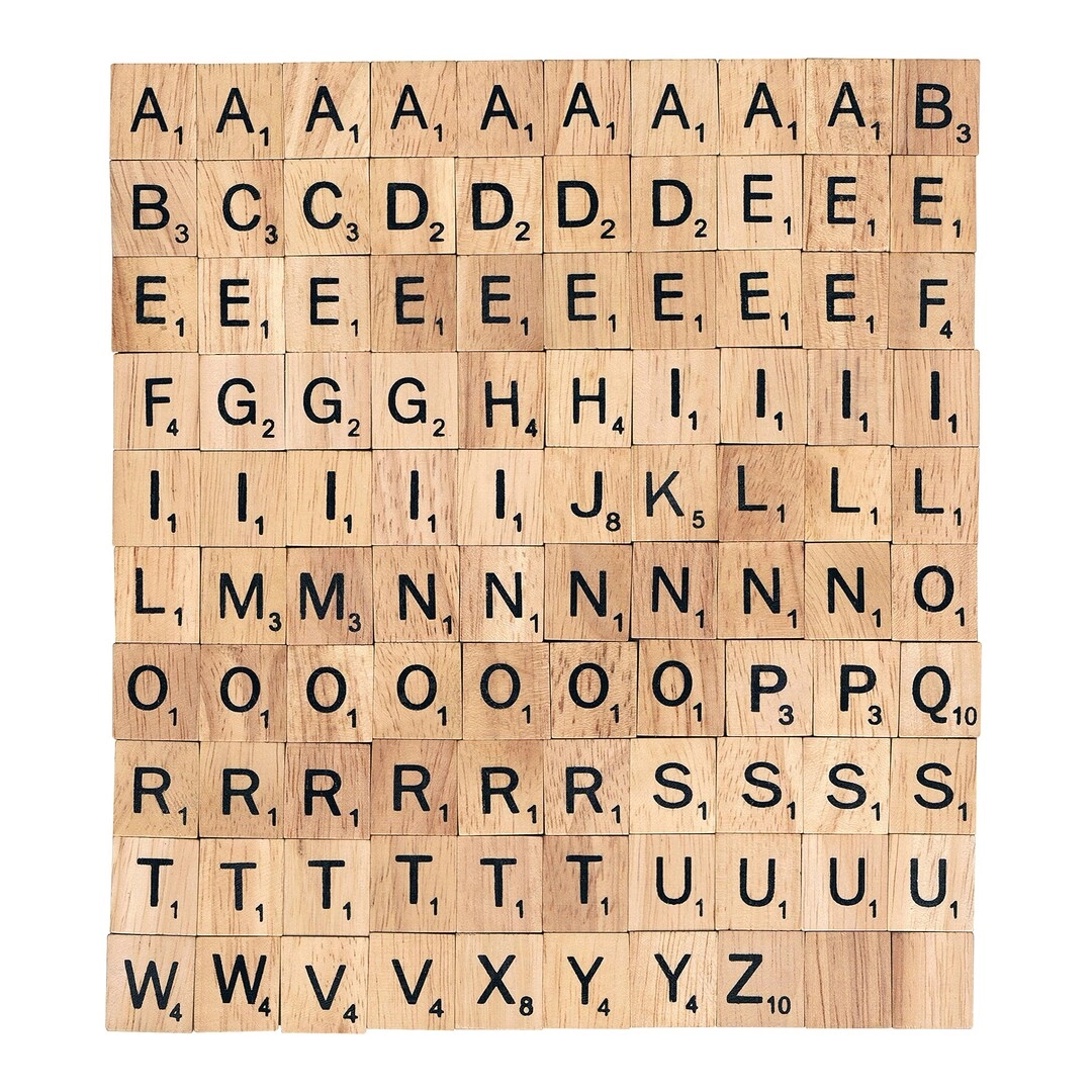 BSIRI 100 Scrabble Tiles - Wooden Alphabet