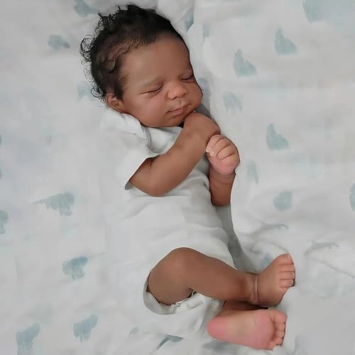 Reborn Baby Doll - 18 Inch 46 cm Silicone Lighter Brown Skin Ages 3+