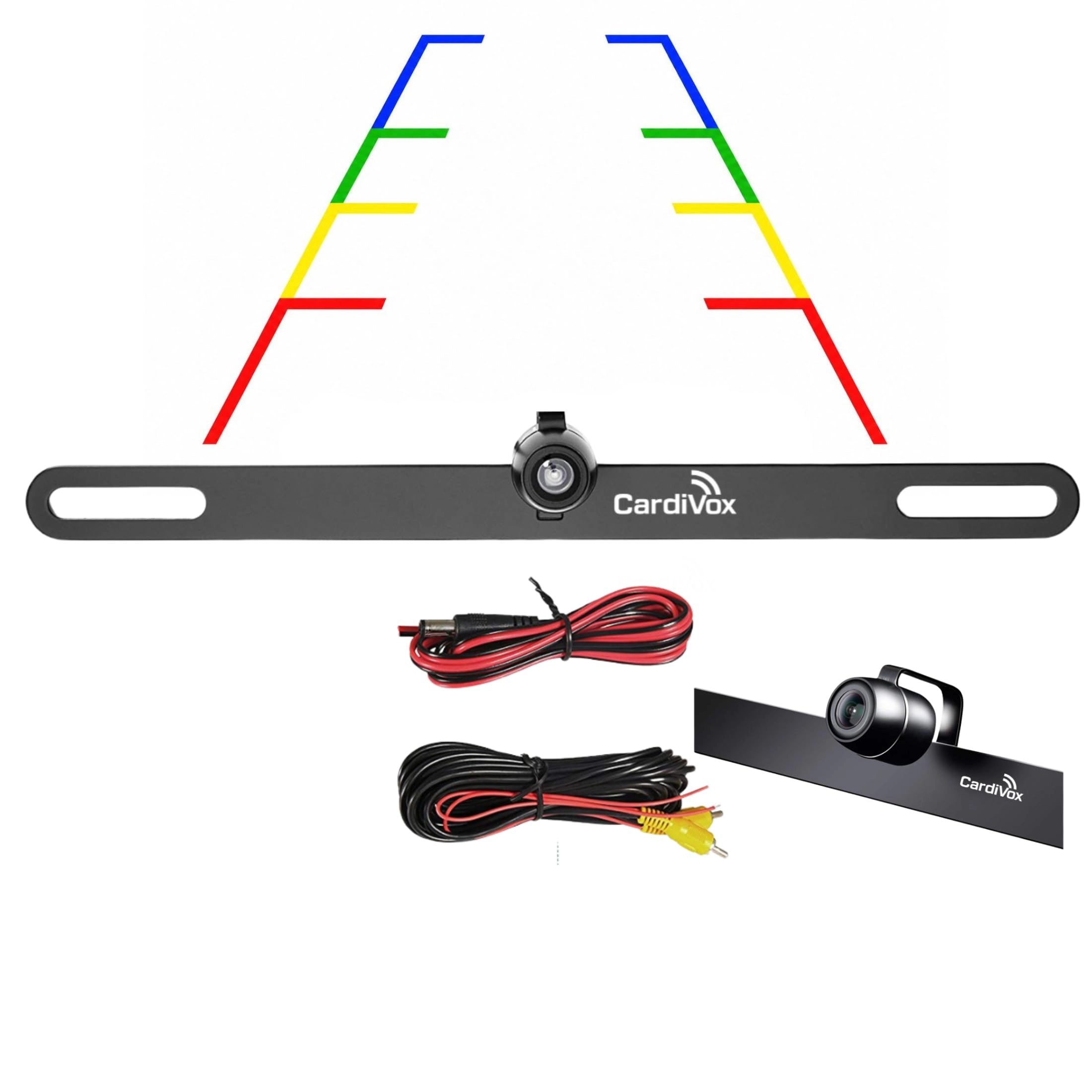 CardiVox License Plate Backup Camera - Night Vision Cables 1080P