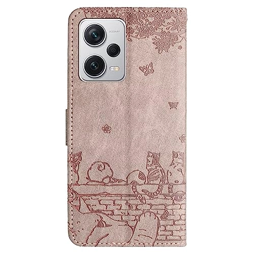 Cat Wallet Case for Xiaomi POCO X5 Pro 5G - PU Leather TPU