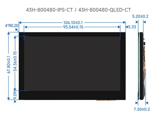 43H-800480 - 4.3 Inches 800 x 480
