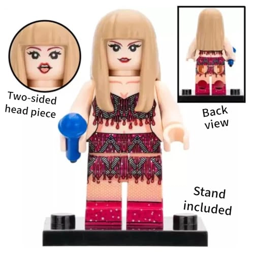 Superstar Minifigure - Blue Dress and Red Electric Guitar Set
