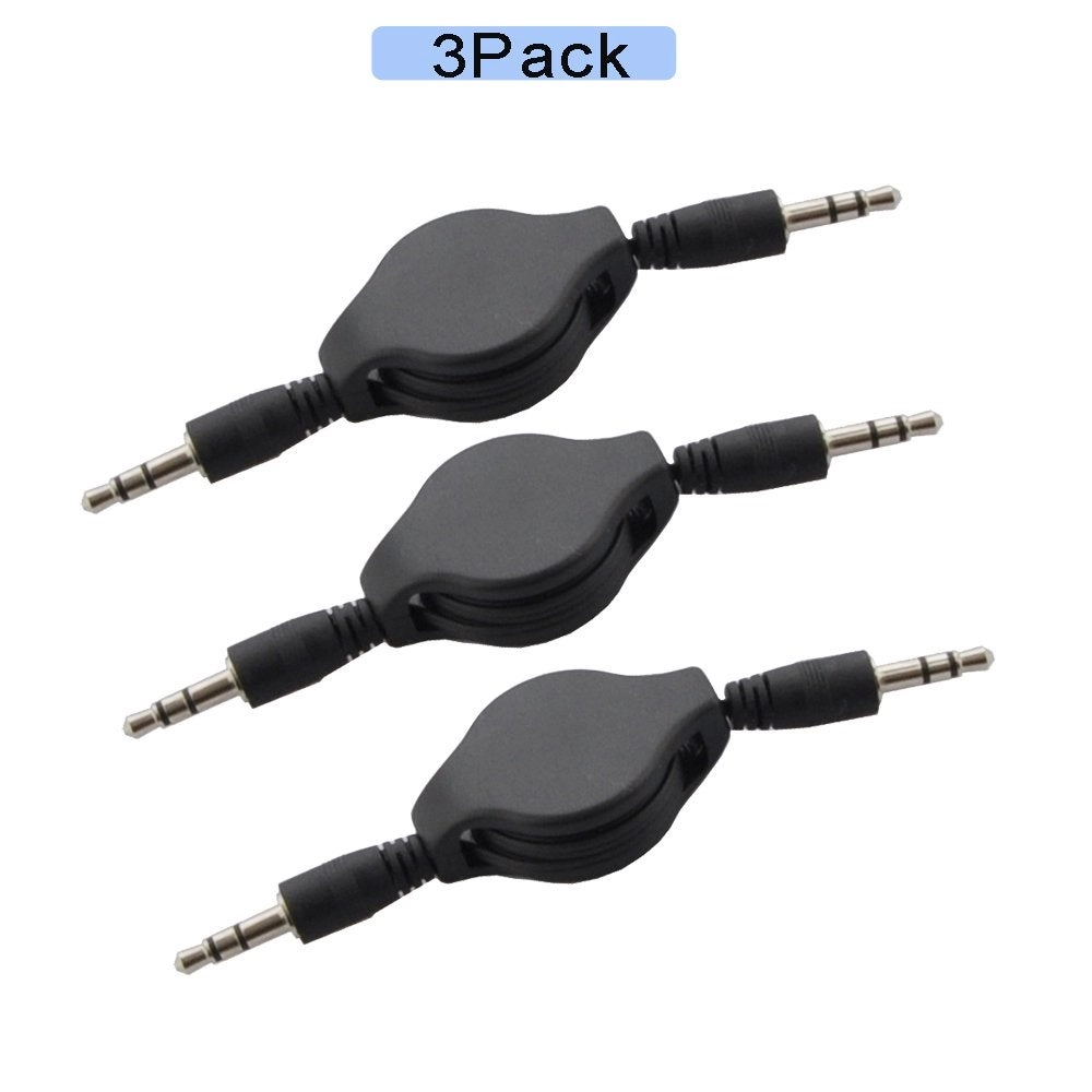 Auxiliary Retractable 3.5mm Male to Male Cable Pack
