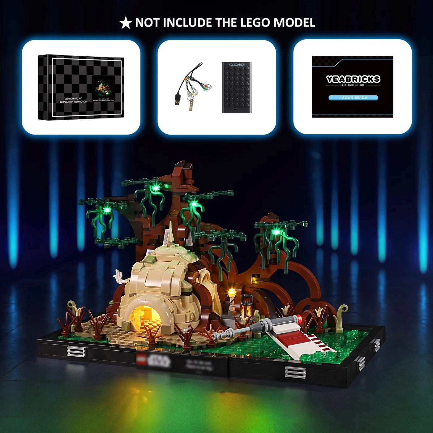 Star Wars Dagobah Jedi Training Diorama LED Light Kit - Compatible with 75330 (Lego Set NOT Included)