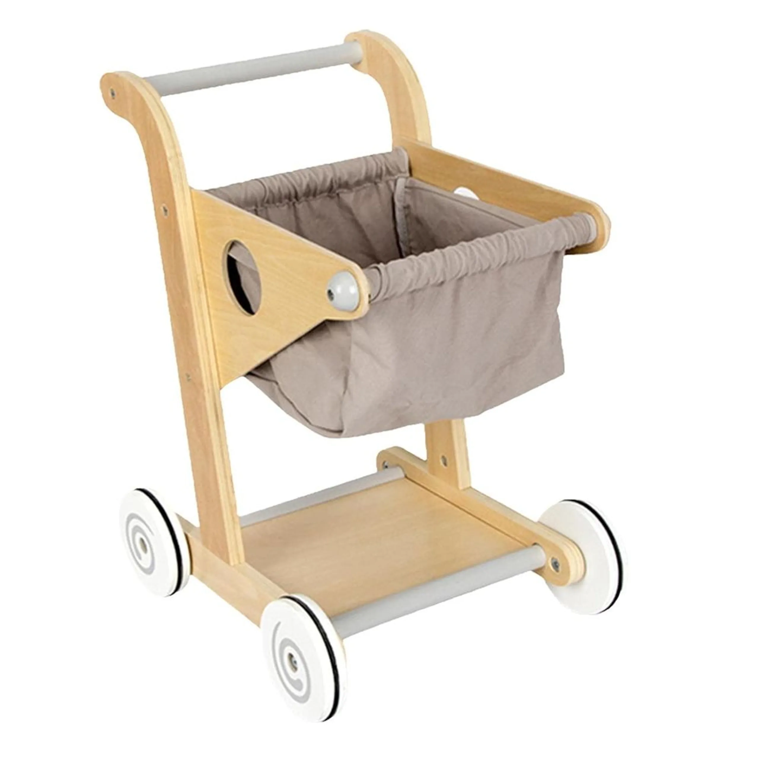 Factory Price Ella Kids Wooden Shopping Trolley - Washable Cart 38 x 45 x 49 cm