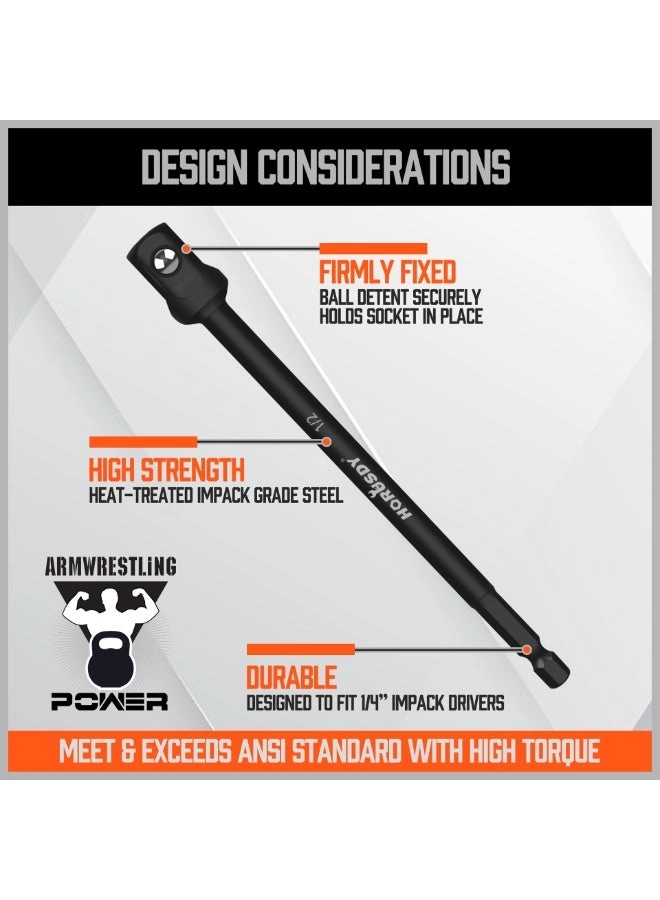 Impact Driver Socket Adapter - 6PCS 3-Inch 6-Inch 1/4" 3/8" 1/2"