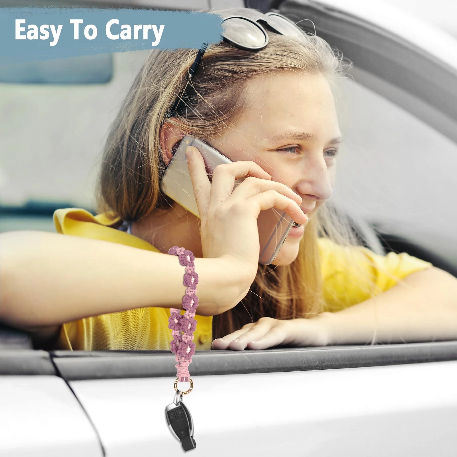 Boho Macrame Keychain - Car