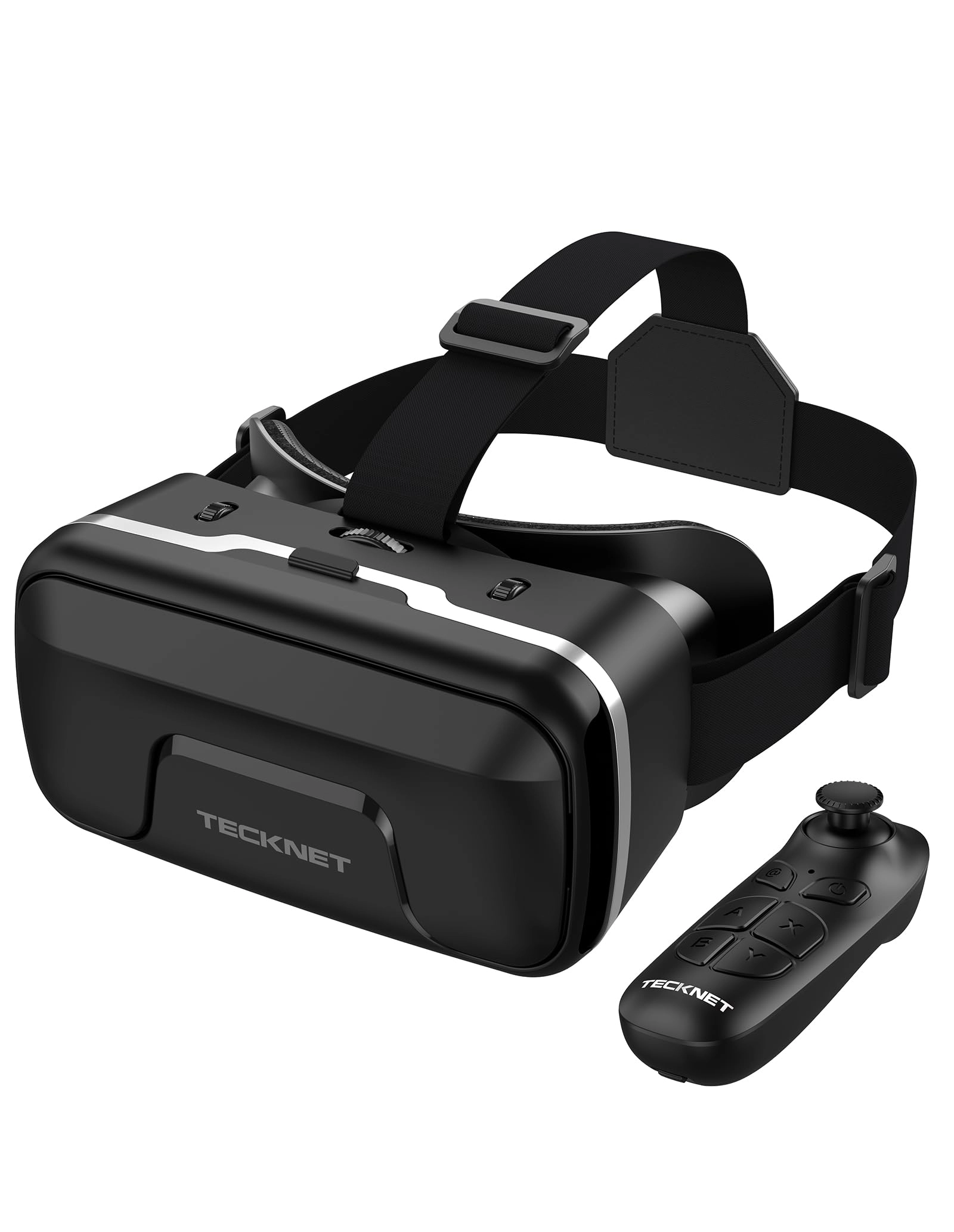 TeckNet VR Headset - 110°FOV Anti-Blue Light Lenses + Controller - Bluetooth