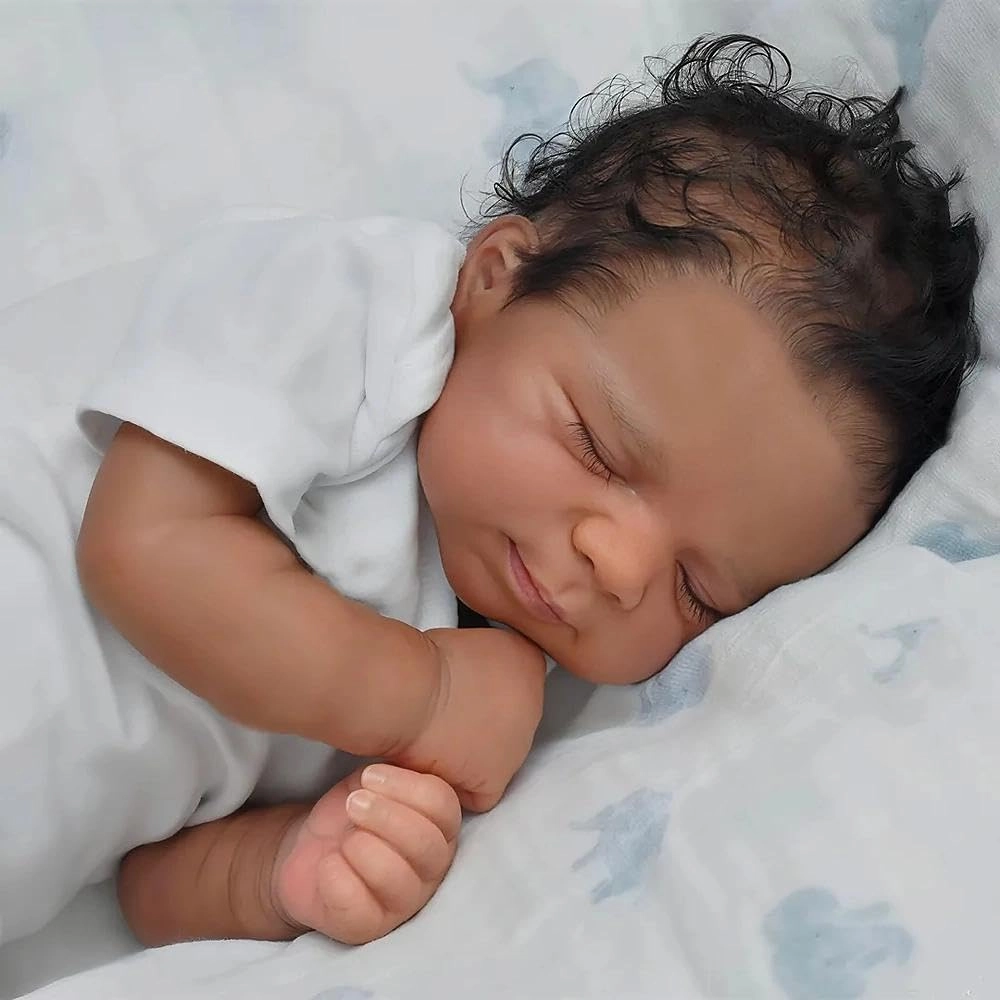 Reborn Baby Doll - 18 Inch 46 cm Silicone Lighter Brown Skin Ages 3+