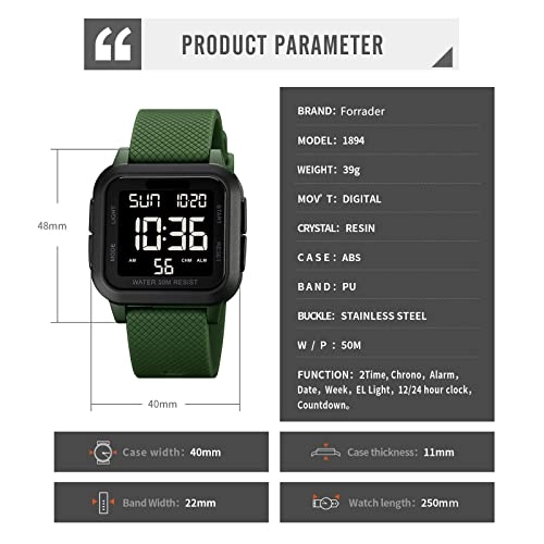 Sport Digital Watch 40mm Acrylonitrile Butadiene Styrene