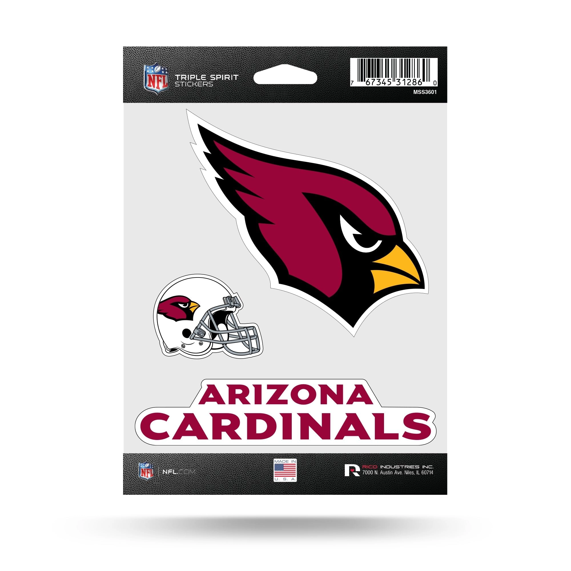 Rico Industries, Inc. Arizona Cardinals Sticker Book Die Cut 3 pcs