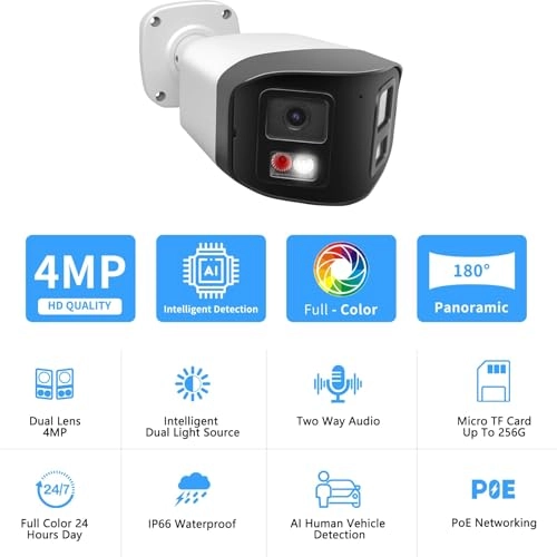 180 Degree Dual Lens Security IP Camera 1440p