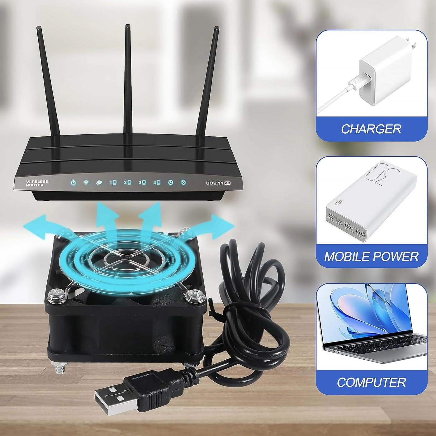 USB Fan - 4 fan(s) 60mm