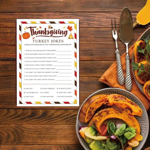 Thanksgiving Party Icebreaker Games Cards - 30 pieces