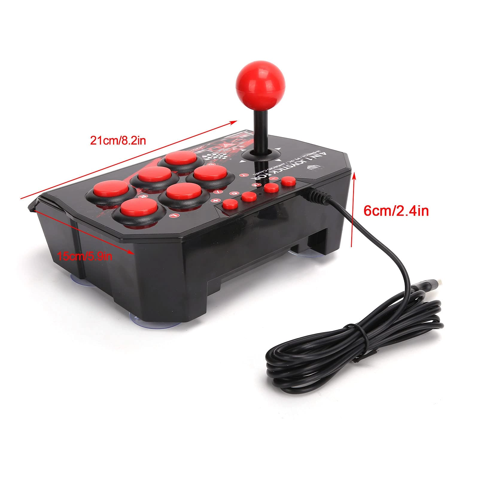 Switch/PC/PS3/Android Arcade Fight Stick - Black and Red