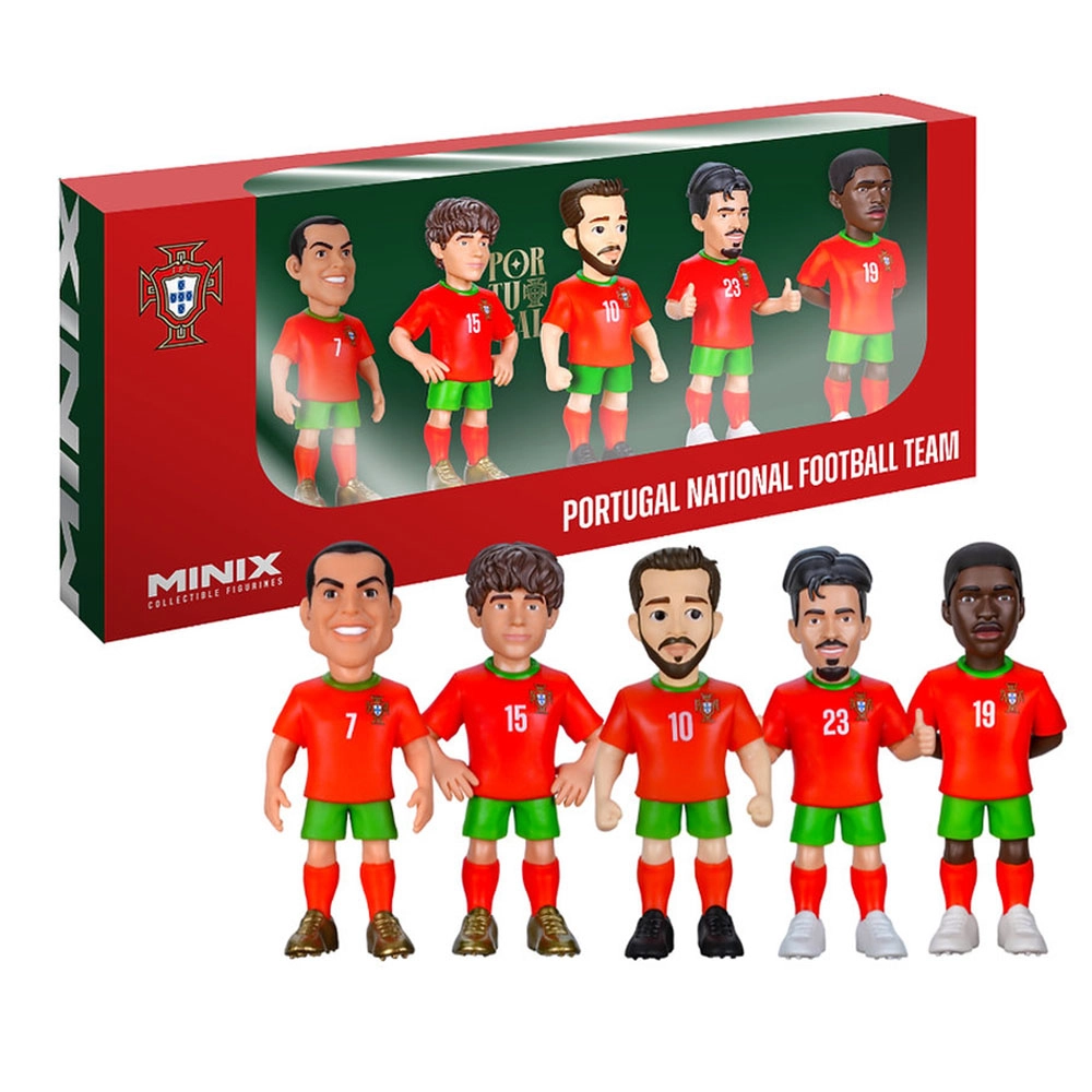 minix collectible figurines Cristiano + Joao Neves + Bernardo Silba + Vitinha + Nuno Mendes - Portugal - 5 pcs (23677)