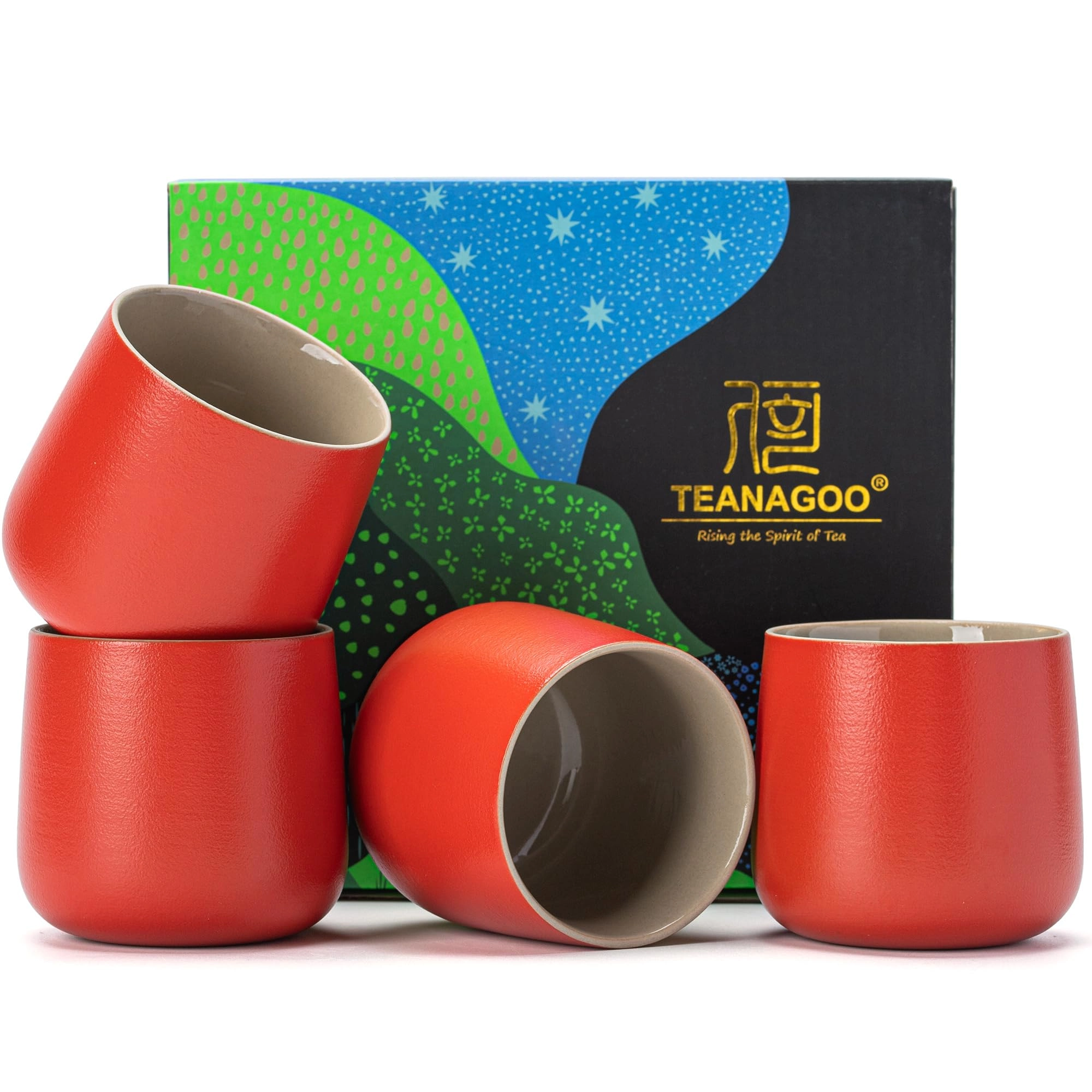 TEANAGOO Ceramic Japanese Tea Cup - 4 pcs - 205 ml