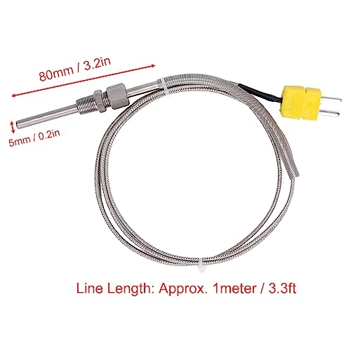 K Type Thermocouple - 1/8in NPT 80mm Probe 1 Meter