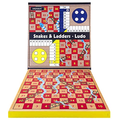 Ludo - Wooden Snakes and Ladders 2 in 1 Reversible