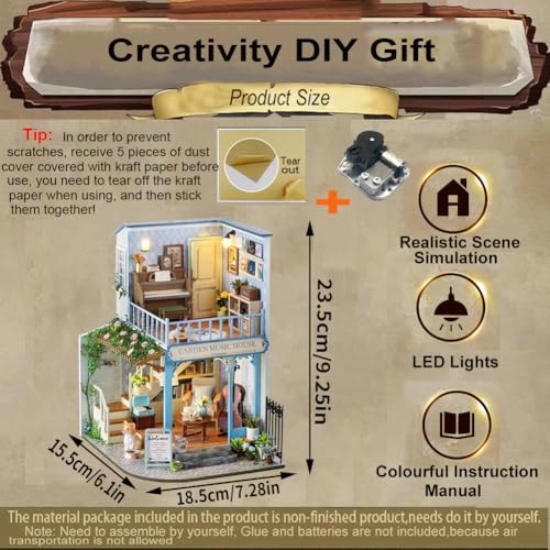 Miniature Wooden Dollhouse Furniture Kit - Creative Room 1:24