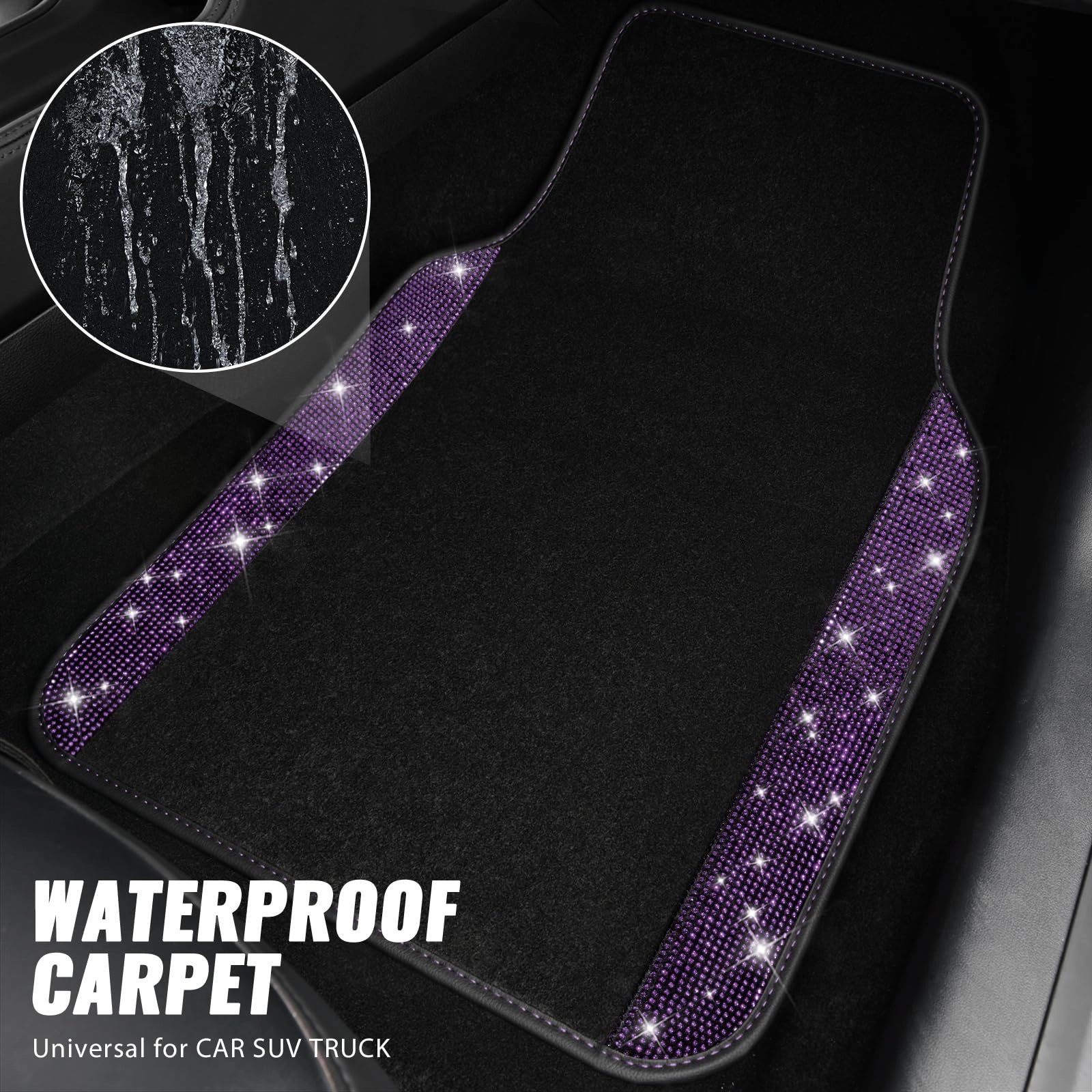 Bling Diamond Car Mats - 4.0 Count Universal Fit