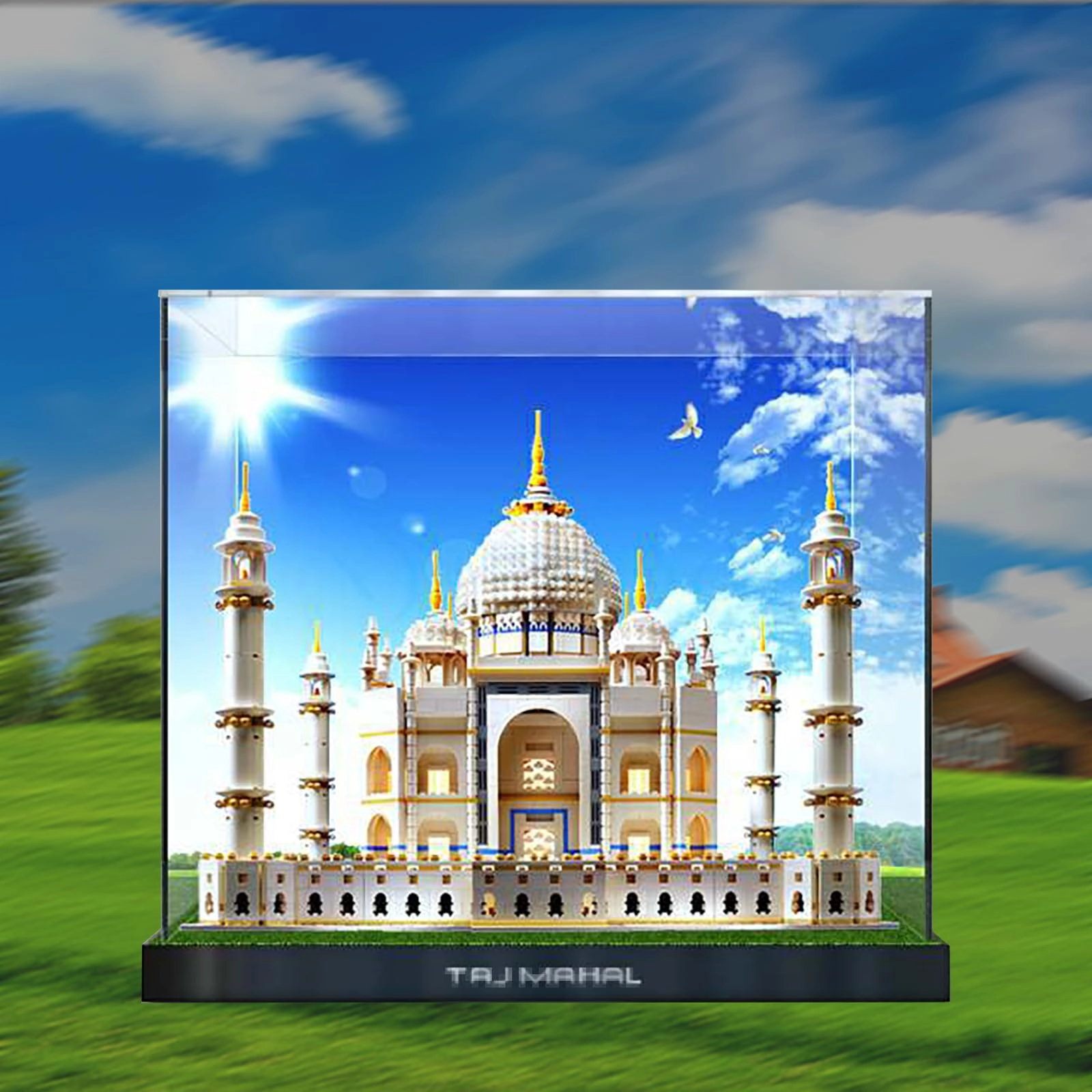 Acrylic Display Case - 10256 54 x 54 x 45 cm Black Base Painted Model (3mm)-a