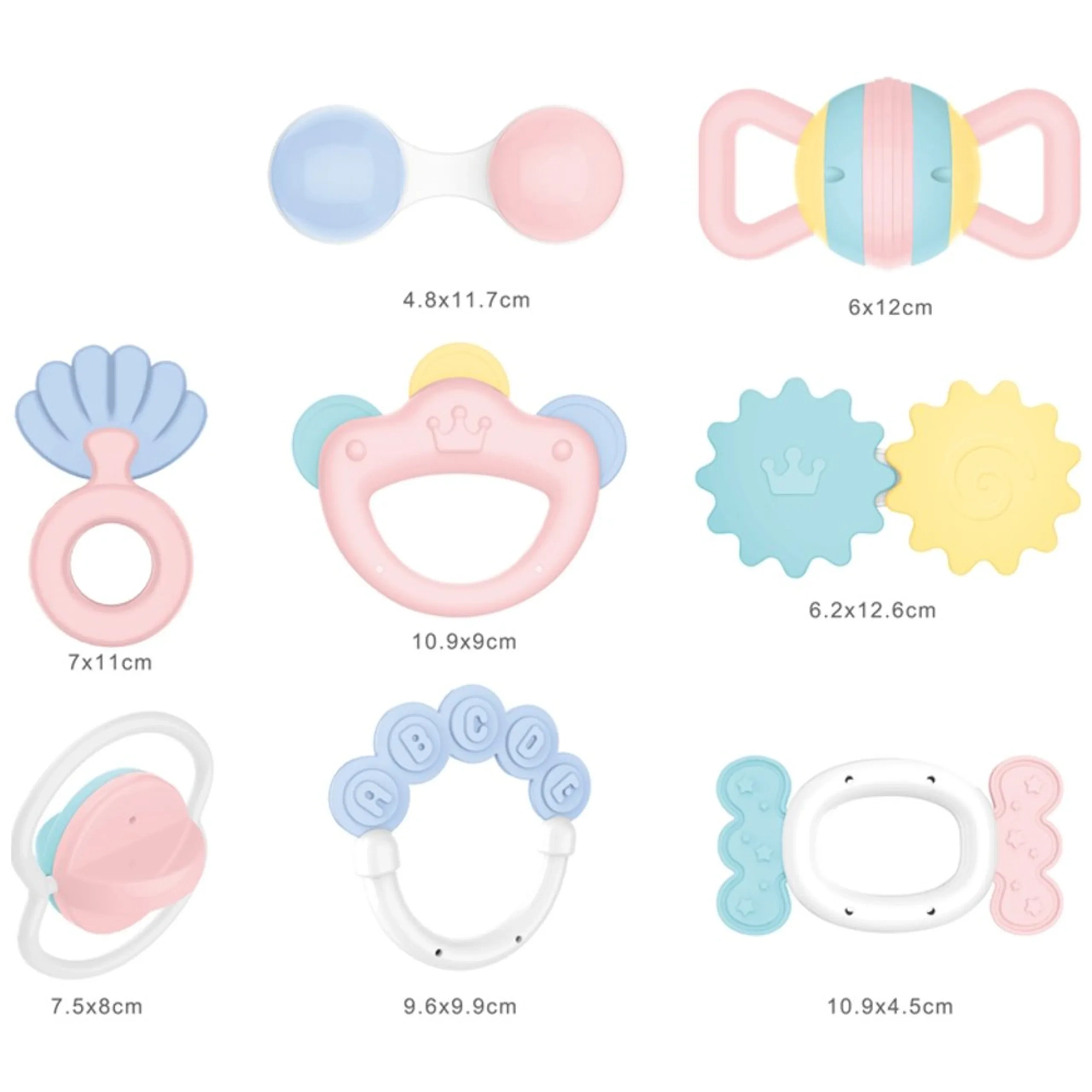 Baby Rattles & Teether Sensory Toy Set - 0 Months+ BPA-free Multicolor