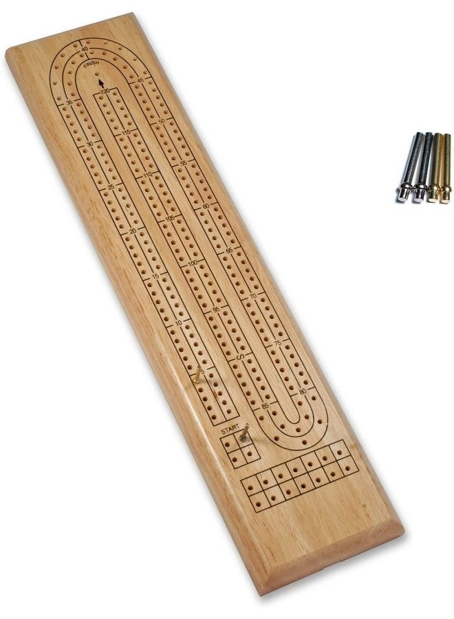 Wood Expressions Classic Cribbage Board - 2 Track Solid Wood Metal Pegs Set