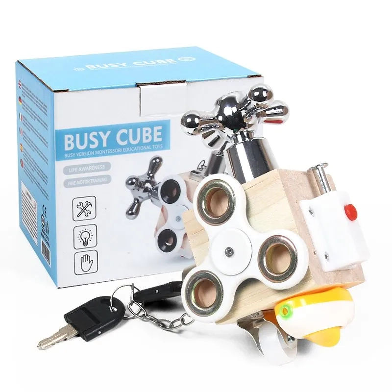 Wooden Sensory Busy Cube - Suitable for 2 years and above