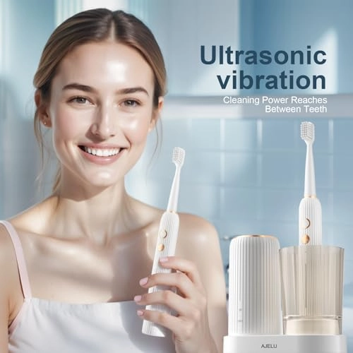 Electric Toothbrush Set - UV Light Drying Holder 8 Brush Heads USB Rechargeable