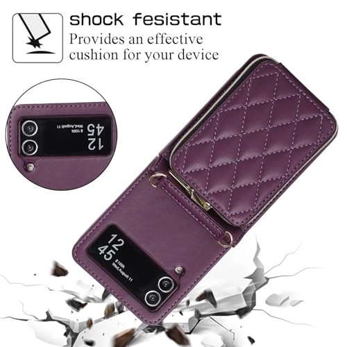 Miagon Case - Faux Leather Zipper Purse Wallet Phone Cover for Samsung Galaxy Z Flip4