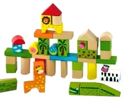 VIGA Building Blocks In A Drum Zoo Set - 50 pcs Zoo